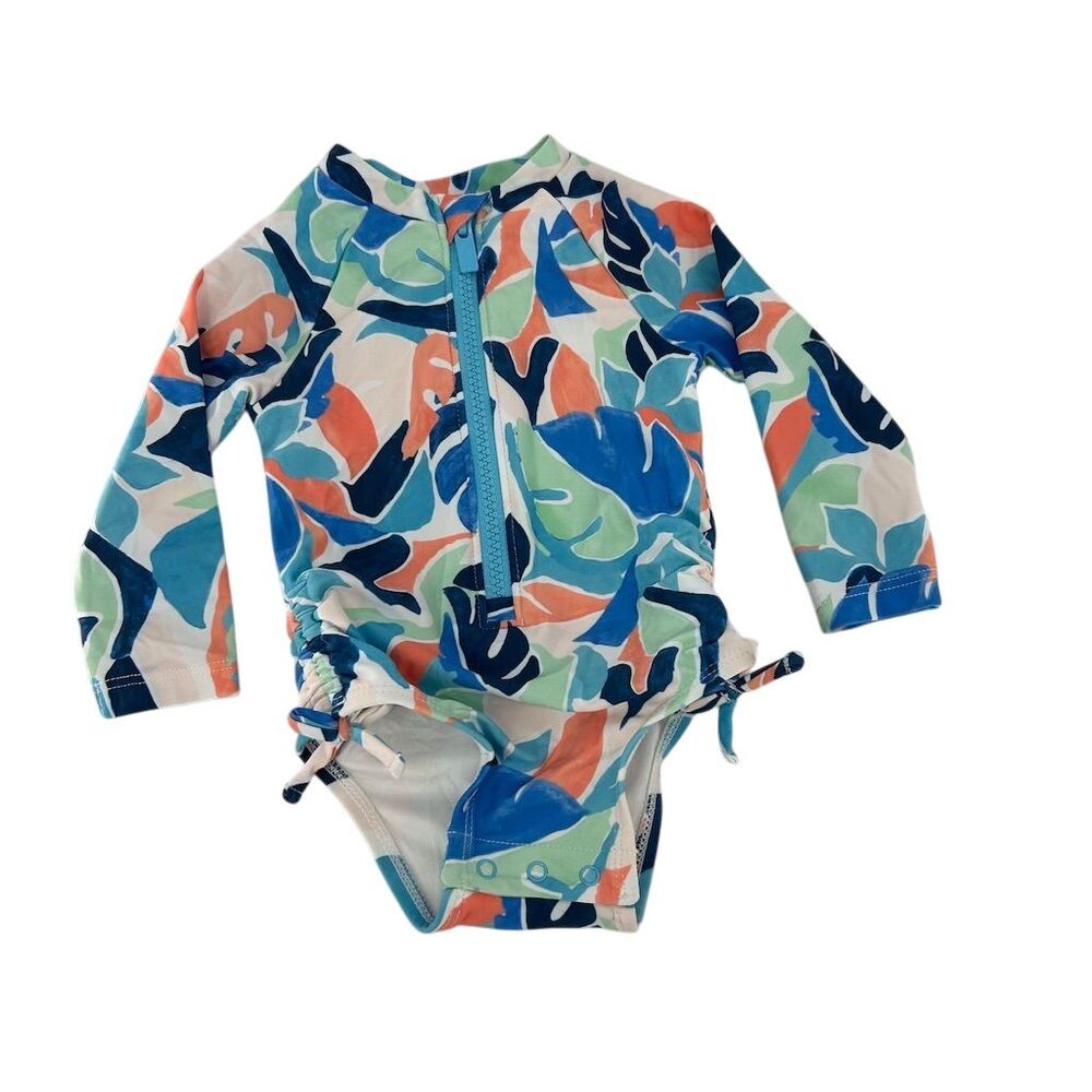 Old Navy Baby Rashguard Swimsuit 3-6M Tropical Leaf Print Girls
